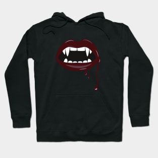 Gothic Dripping Red Lips With Fangs Hoodie